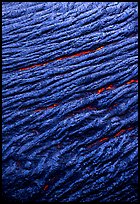 Ripples of flowing pahoehoe lava detail. Hawaii Volcanoes National Park, Hawaii, USA. (color)