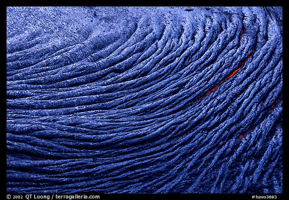 Swirling pattern of flowing pahoehoe lava. Hawaii Volcanoes National Park, Hawaii, USA.