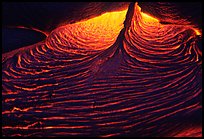 Close-up of red lava at night. Hawaii Volcanoes National Park, Hawaii, USA. (color)