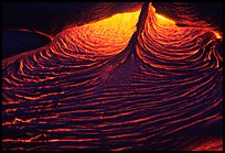 Close-up of red lava at night. Hawaii Volcanoes National Park, Hawaii, USA.