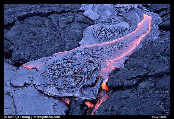 Molten Lava flowing. Hawaii Volcanoes National Park, Hawaii, USA.