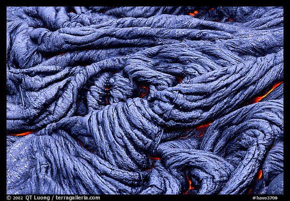 Braid-like pattern of pahoehoe lava. Hawaii Volcanoes National Park (color)