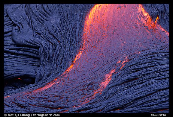 Close-up of red lava flow. Hawaii Volcanoes National Park, Hawaii, USA.