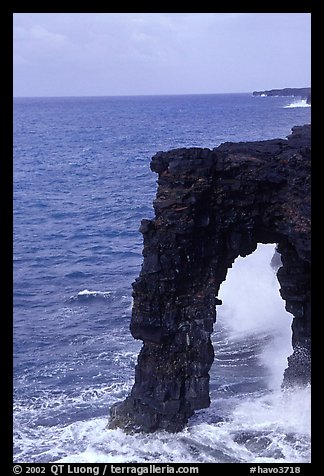 Holei Sea Arch in the morning. Hawaii Volcanoes National Park (color)