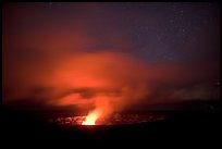 Incandescent illumination of venting gases, Halemaumau crater. Hawaii Volcanoes National Park, Hawaii, USA.