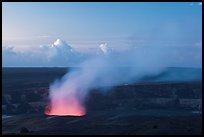 Halemaumau plume with glow from lava lake. Hawaii Volcanoes National Park, Hawaii, USA.