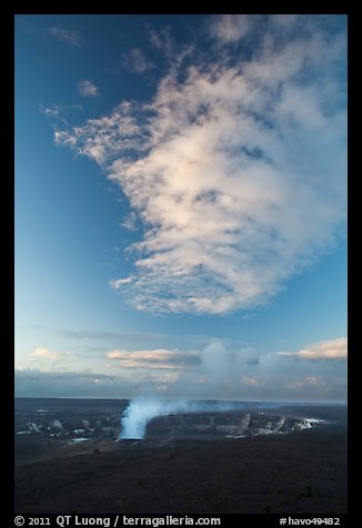 Halemaumau crater smoke and cloud at sunrise, Kilauea. Hawaii Volcanoes National Park (color)