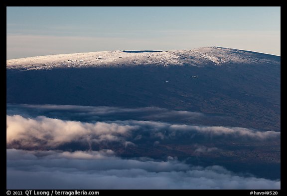 Snow on Mauna Loa summit. Hawaii Volcanoes National Park, Hawaii, USA.