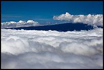 Mauna Loa emerging above clouds. Hawaii Volcanoes National Park, Hawaii, USA.