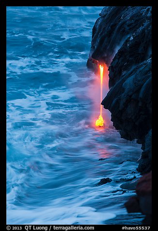 Lava spigot at dawn. Hawaii Volcanoes National Park, Hawaii, USA.