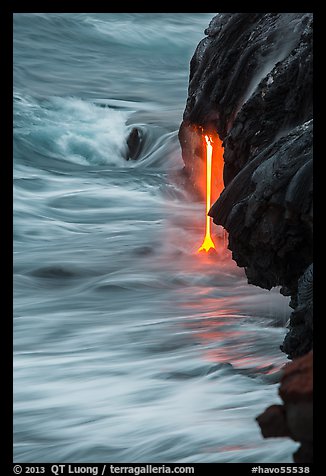 Close-up of lava spigot at dawn. Hawaii Volcanoes National Park, Hawaii, USA.