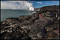 Molten lava flow at the coast. Hawaii Volcanoes National Park, Hawaii, USA. (color)