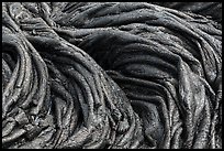 Silvery surface of fresh pahoehoe lava. Hawaii Volcanoes National Park, Hawaii, USA.