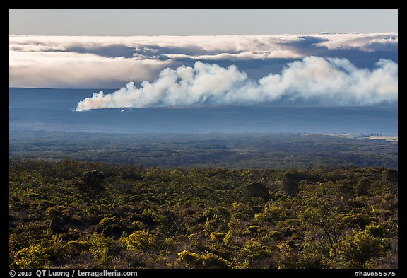Halemaumau plume spread by trade winds. Hawaii Volcanoes National Park (color)