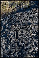 Hardened lava with panel of pecked images. Hawaii Volcanoes National Park ( color)