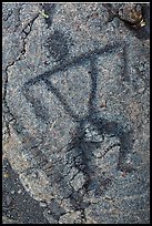 Close-up of anthropomorph petroglyph. Hawaii Volcanoes National Park, Hawaii, USA. (color)