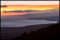 Coastal plain, bay, and Mauna Loa flank at sunset. Hawaii Volcanoes National Park, Hawaii, USA. (color)