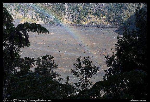 Kīlauea Iki crater and rainbow. Hawaii Volcanoes National Park (color)