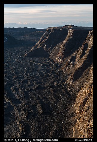 Tall cliffs seen from Mauna Loa summit. Hawaii Volcanoes National Park (color)