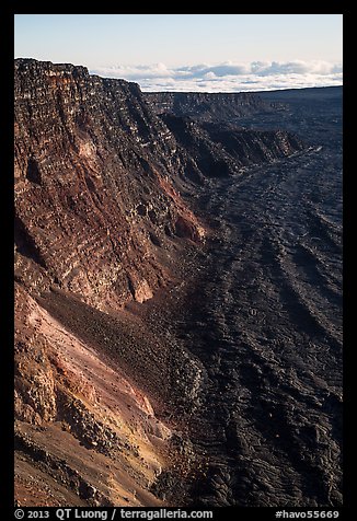 Summit cliffs, Mauna Loa. Hawaii Volcanoes National Park (color)