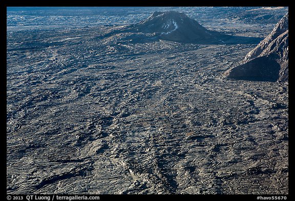 Hershey Kiss and  Mokuaweoweo crater floor. Hawaii Volcanoes National Park (color)