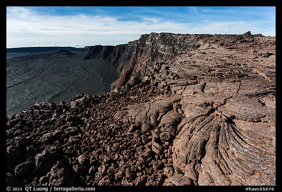 Lava and Mokuaweoweo caldera. Hawaii Volcanoes National Park, Hawaii, USA.