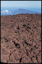 Field of rough aa lava on Mauna Loa summit and Puu Waawaa. Hawaii Volcanoes National Park ( color)