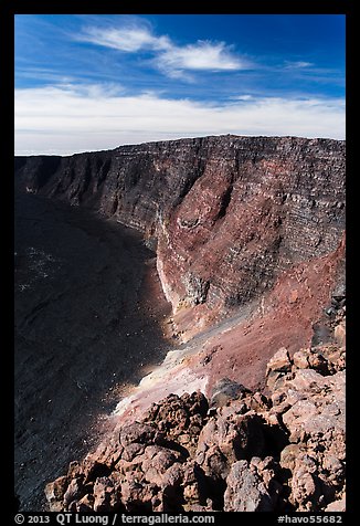 Mauna Loa summit rising above  Mokuaweoweo crater. Hawaii Volcanoes National Park (color)
