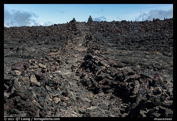 Well marked portion of Mauna Loa summit trail. Hawaii Volcanoes National Park, Hawaii, USA.