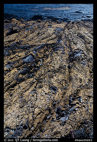 Close-up of green Olivine-rich lava flow. Hawaii Volcanoes National Park (color)