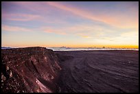 Mauna Loa summit cliffs, Mokuaweoweo crater before sunrise. Hawaii Volcanoes National Park ( color)