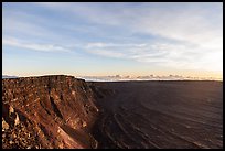 Mauna Loa summit cliffs, Mokuaweoweo crater at sunrise. Hawaii Volcanoes National Park, Hawaii, USA. (color)