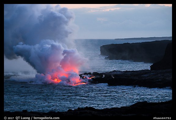 Coastline with ocean entry from delta. Hawaii Volcanoes National Park (color)