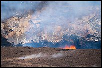 Lava fountains, fumeroles, and venting plume, Halemaumau crater. Hawaii Volcanoes National Park ( color)