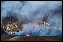 Lava fountains from lava lake in Halemaumau crater. Hawaii Volcanoes National Park ( color)