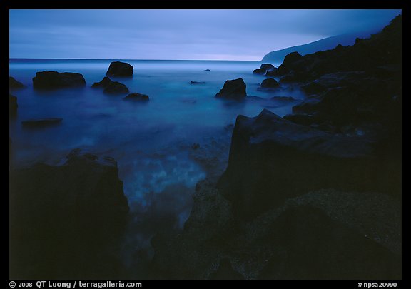 Rocky coastline at dusk, Siu Point, Tau Island. National Park of American Samoa (color)