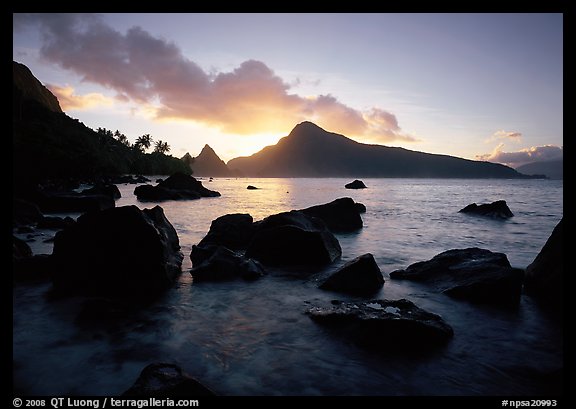 Sunrise from the South Beach, Ofu Island. National Park of American Samoa (color)