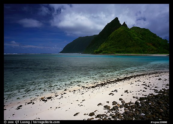 Sand beach and Ofu Island seen from Olosega. National Park of American Samoa (color)