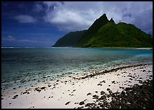 Sand beach and Ofu Island seen from Olosega. National Park of American Samoa