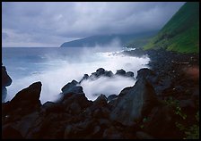 Stormy ocean and balsalt boulders, Siu Point, Tau Island. National Park of American Samoa (color)