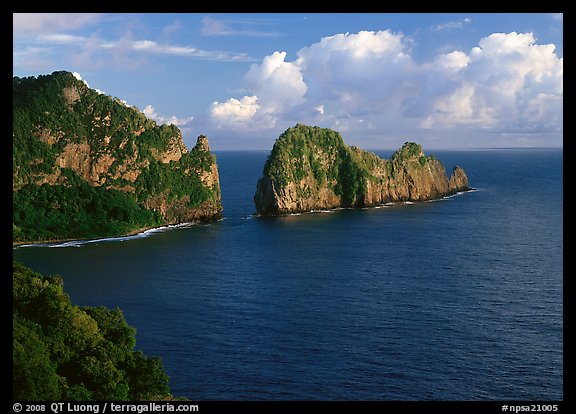 Pola Island and Vaiava Strait, early morning, Tutuila Island. National Park of American Samoa (color)