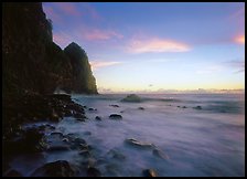 Foamy water and Pola Island at dawn, Tutuila Island. National Park of American Samoa (color)