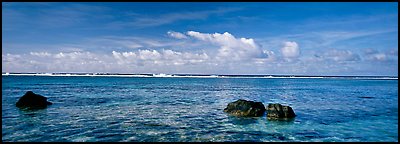Reefs and tropical waters, Ofu Island. National Park of American Samoa (Panoramic color)