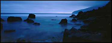 Rugged coastline at dusk. National Park of American Samoa (Panoramic color)