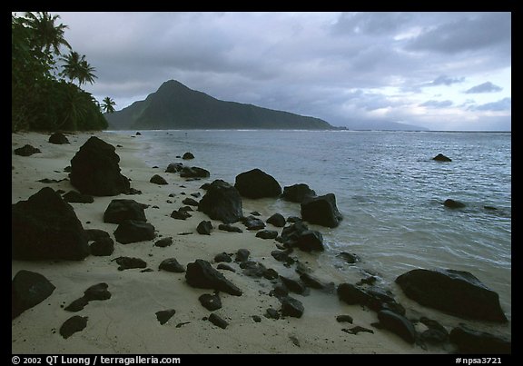 Balsalt boulders on South Beach, Ofu Island. National Park of American Samoa (color)