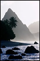 Sunuitao Peak from South Beach, early morning, Ofu Island. National Park of American Samoa ( color)