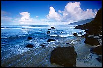 Black boulders and Siu Point coastline, Tau Island. National Park of American Samoa