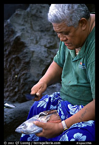 Elder Samoan subsistence fisherman, Tau Island. National Park of American Samoa (color)