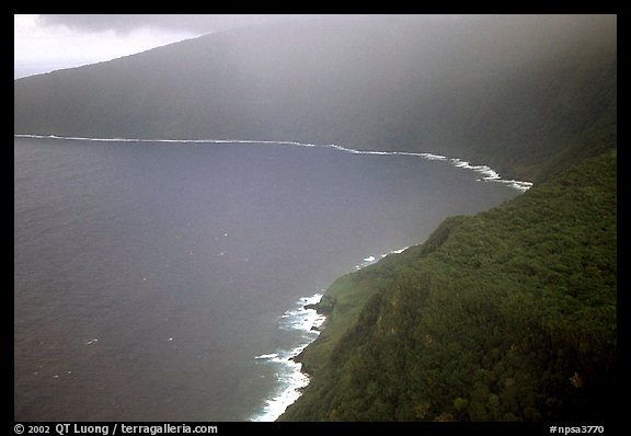 Aerial view of the wild South coast of Tau Island. National Park of American Samoa
