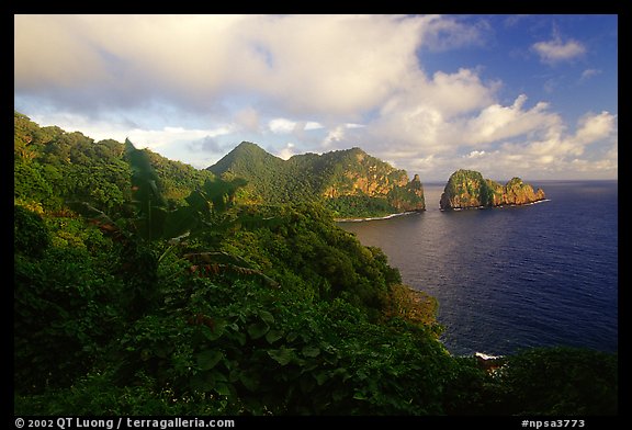 Sunrise on Vatia Bay and Pola Island, Tutuila Island. National Park of American Samoa (color)